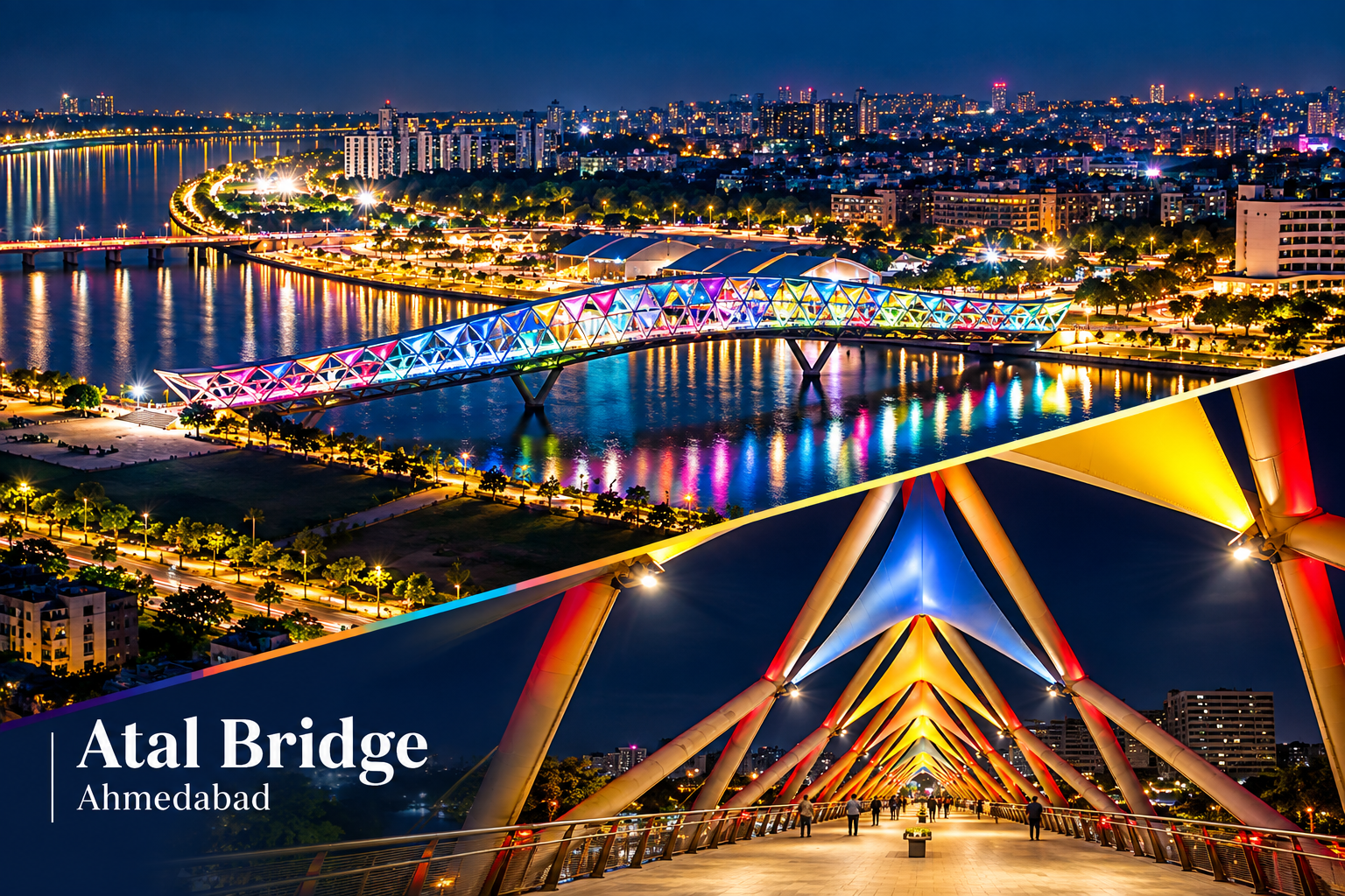 Sabarmati Riverfront and the Atal Bridge, Ahmedabad